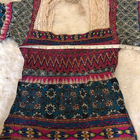 Dejavu boho crochet trim multi color dress size small - Picture 4 of 6